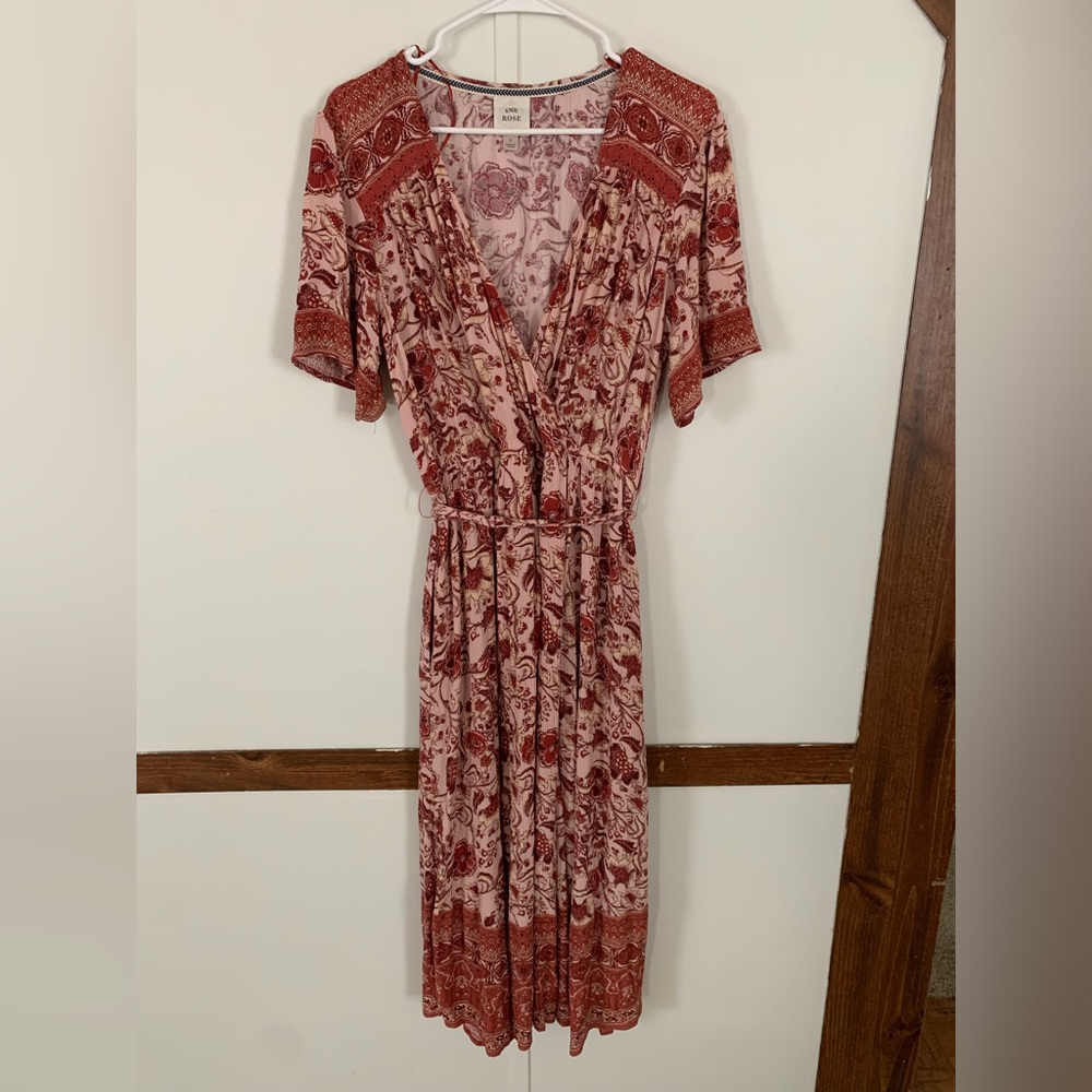 Knox Rose Rose-Red Paisley Midi Wrap Dress
